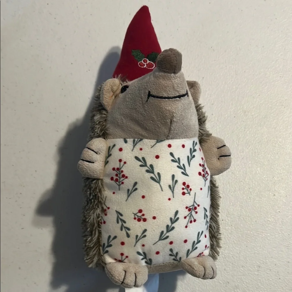 Hedgehog Gnome 10 “ Holiday Christmas decoration white &‎ gray